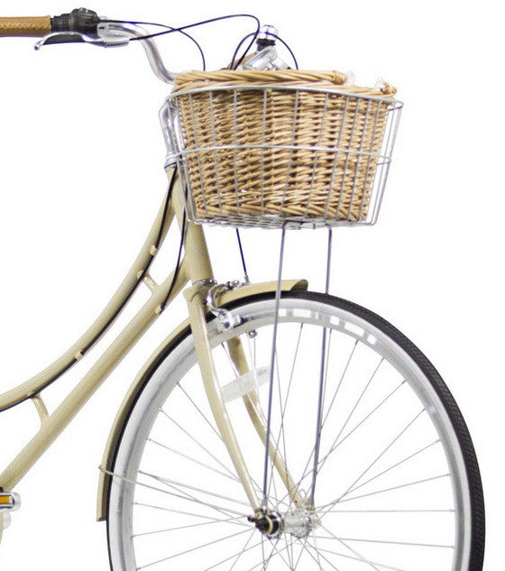 Wicker and Wire Bicycle Front Basket Set