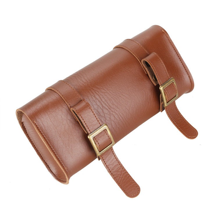 Retro Leather Roll Bag // Brown